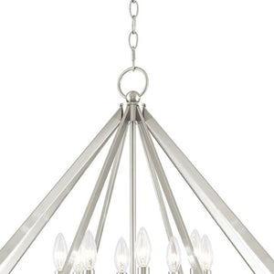HomeRoots Eight Light Dimmable Chandelier with Modern Cylinder Shades for Elegant Home Illumination & Style 687608