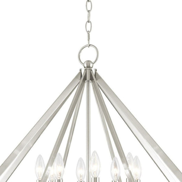 HomeRoots Eight Light Dimmable Chandelier with Modern Cylinder Shades for Elegant Home Illumination & Style 687608