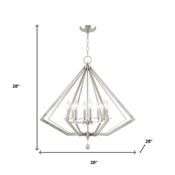 HomeRoots Eight Light Dimmable Chandelier with Modern Cylinder Shades for Elegant Home Illumination & Style 687608