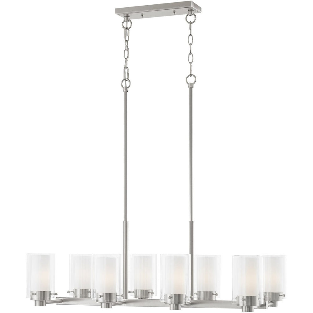 HomeRoots Eight Light Dimmable Chandelier - Modern Cylinder Design with Steel Shades for Elegant Illumination 687610