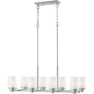 HomeRoots Eight Light Dimmable Chandelier - Modern Cylinder Design with Steel Shades for Elegant Illumination 687610