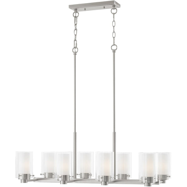 HomeRoots Eight Light Dimmable Chandelier - Modern Cylinder Design with Steel Shades for Elegant Illumination 687610