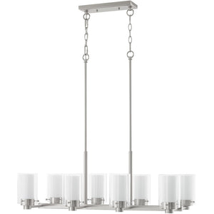 HomeRoots Eight Light Dimmable Chandelier - Modern Cylinder Design with Steel Shades for Elegant Illumination 687610