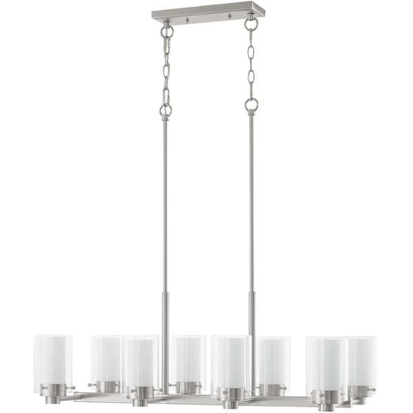 HomeRoots Eight Light Dimmable Chandelier - Modern Cylinder Design with Steel Shades for Elegant Illumination 687610