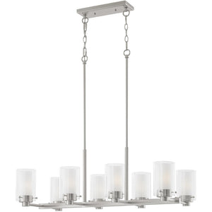 HomeRoots Eight Light Dimmable Chandelier - Modern Cylinder Design with Steel Shades for Elegant Illumination 687610