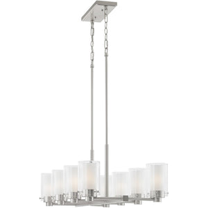 HomeRoots Eight Light Dimmable Chandelier - Modern Cylinder Design with Steel Shades for Elegant Illumination 687610