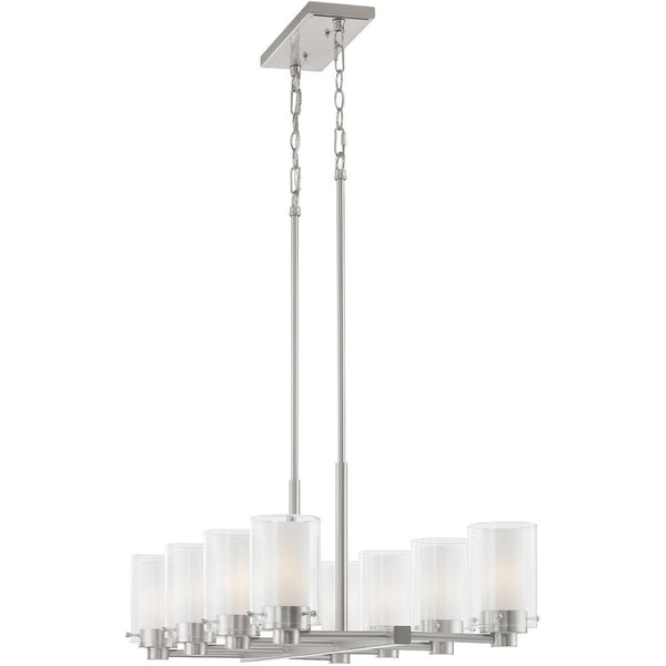 HomeRoots Eight Light Dimmable Chandelier - Modern Cylinder Design with Steel Shades for Elegant Illumination 687610