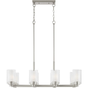 HomeRoots Eight Light Dimmable Chandelier - Modern Cylinder Design with Steel Shades for Elegant Illumination 687610
