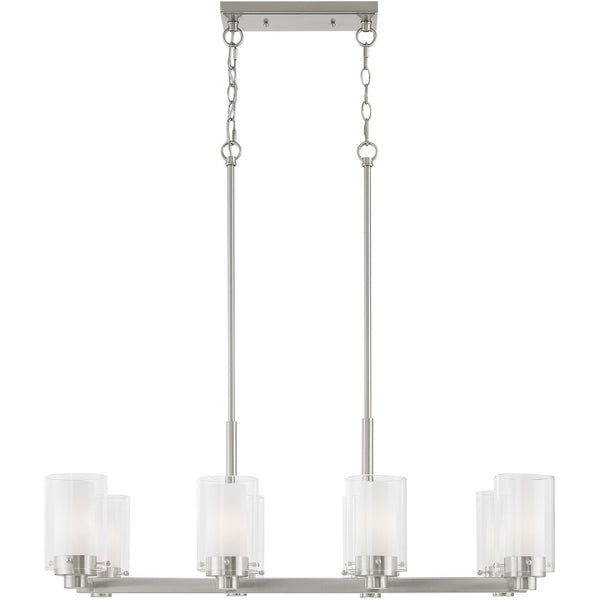 HomeRoots Eight Light Dimmable Chandelier - Modern Cylinder Design with Steel Shades for Elegant Illumination 687610