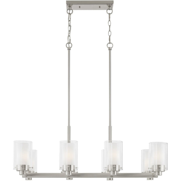 HomeRoots Eight Light Dimmable Chandelier - Modern Cylinder Design with Steel Shades for Elegant Illumination 687610