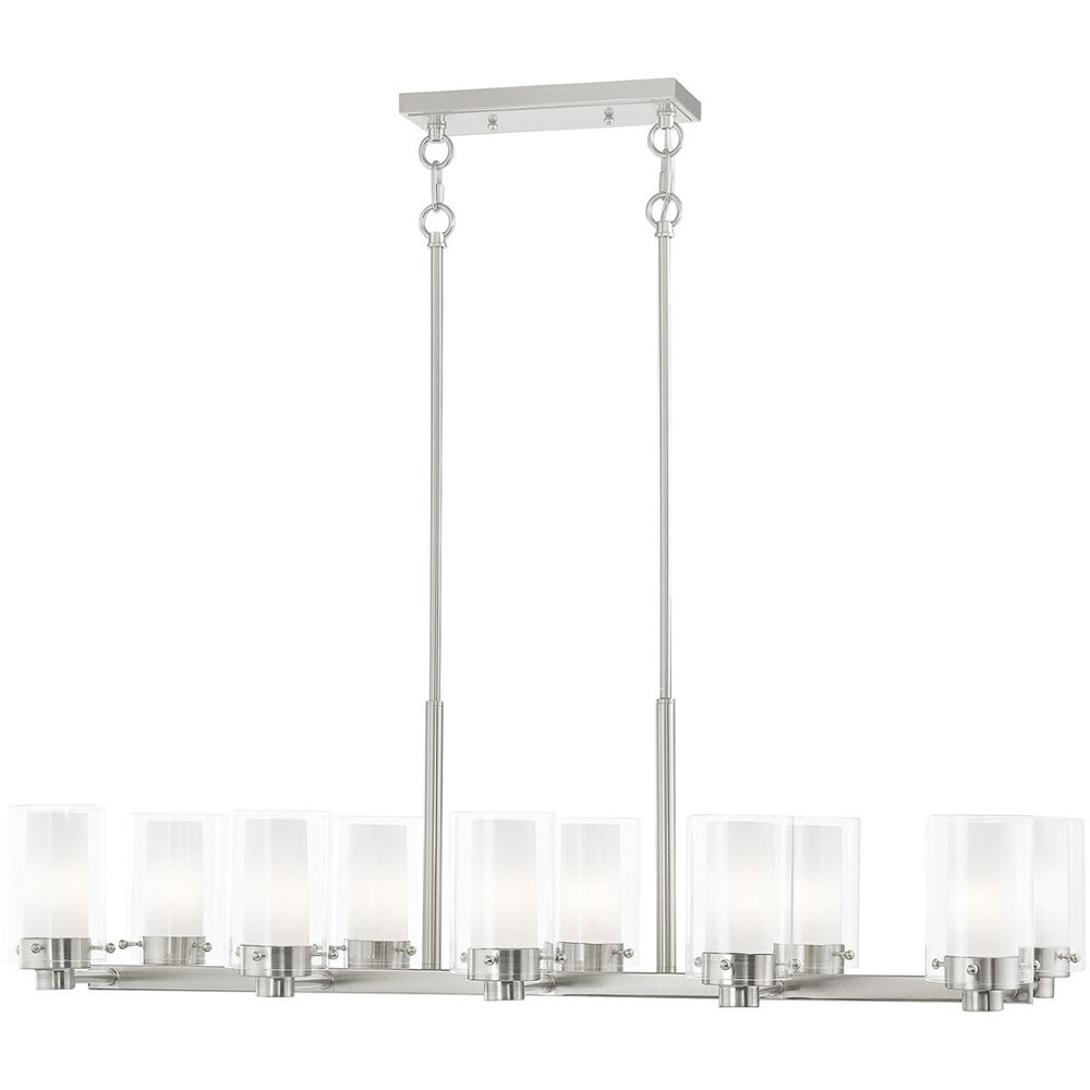 HomeRoots Ten Light Dimmable Chandelier - Modern Elegance, Adjustable Brightness & Stylish Steel Shades for Home 687611