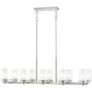 HomeRoots Ten Light Dimmable Chandelier - Modern Elegance, Adjustable Brightness & Stylish Steel Shades for Home 687611