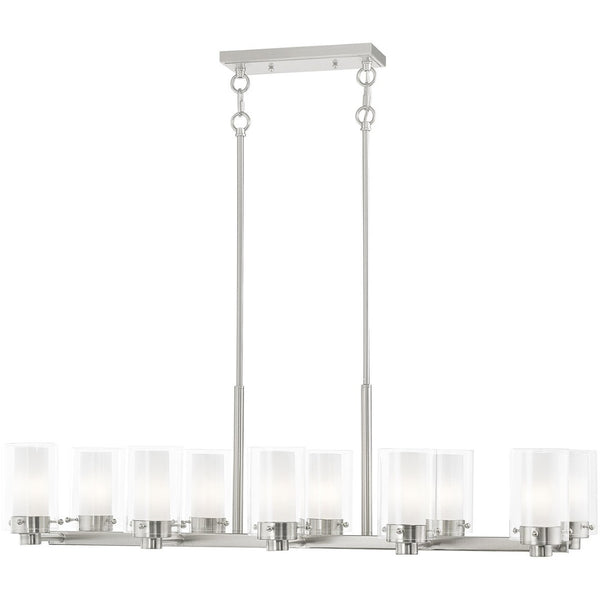 HomeRoots Ten Light Dimmable Chandelier - Modern Elegance, Adjustable Brightness & Stylish Steel Shades for Home 687611