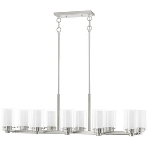 HomeRoots Ten Light Dimmable Chandelier - Modern Elegance, Adjustable Brightness & Stylish Steel Shades for Home 687611