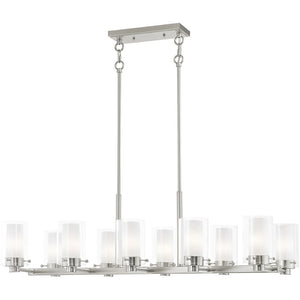 HomeRoots Ten Light Dimmable Chandelier - Modern Elegance, Adjustable Brightness & Stylish Steel Shades for Home 687611