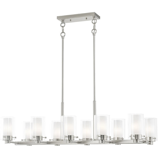 HomeRoots Ten Light Dimmable Chandelier - Modern Elegance, Adjustable Brightness & Stylish Steel Shades for Home 687611