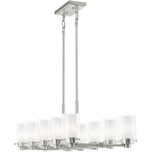 HomeRoots Ten Light Dimmable Chandelier - Modern Elegance, Adjustable Brightness & Stylish Steel Shades for Home 687611