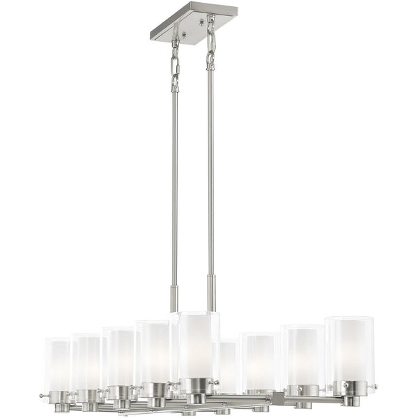 HomeRoots Ten Light Dimmable Chandelier - Modern Elegance, Adjustable Brightness & Stylish Steel Shades for Home 687611