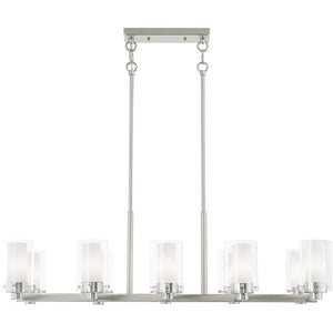 HomeRoots Ten Light Dimmable Chandelier - Modern Elegance, Adjustable Brightness & Stylish Steel Shades for Home 687611