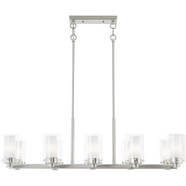 HomeRoots Ten Light Dimmable Chandelier - Modern Elegance, Adjustable Brightness & Stylish Steel Shades for Home 687611