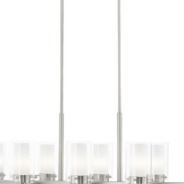 HomeRoots Ten Light Dimmable Chandelier - Modern Elegance, Adjustable Brightness & Stylish Steel Shades for Home 687611