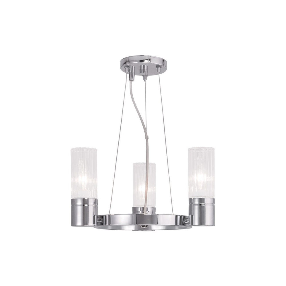 HomeRoots Three Light Dimmable Chandelier with Modern Cylinder Shades for Stylish Ambiance in Any Room 687612