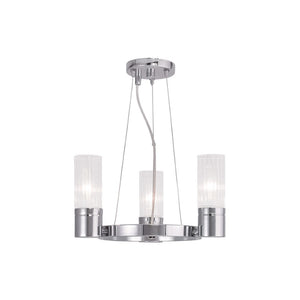 HomeRoots Three Light Dimmable Chandelier with Modern Cylinder Shades for Stylish Ambiance in Any Room 687612