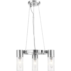 HomeRoots Three Light Dimmable Chandelier with Modern Cylinder Shades for Stylish Ambiance in Any Room 687612