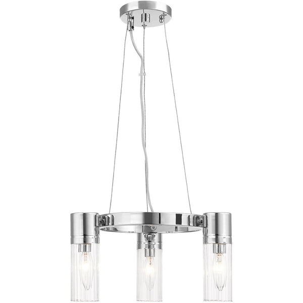 HomeRoots Three Light Dimmable Chandelier with Modern Cylinder Shades for Stylish Ambiance in Any Room 687612