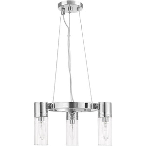 HomeRoots Three Light Dimmable Chandelier with Modern Cylinder Shades for Stylish Ambiance in Any Room 687612