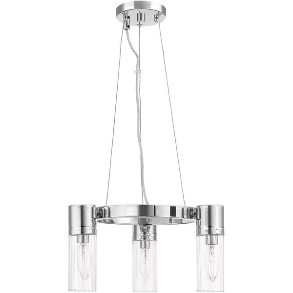 HomeRoots Three Light Dimmable Chandelier with Modern Cylinder Shades for Stylish Ambiance in Any Room 687612