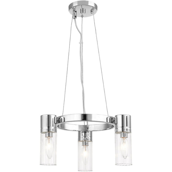 HomeRoots Three Light Dimmable Chandelier with Modern Cylinder Shades for Stylish Ambiance in Any Room 687612