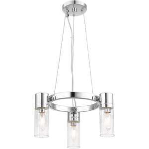 HomeRoots Three Light Dimmable Chandelier with Modern Cylinder Shades for Stylish Ambiance in Any Room 687612