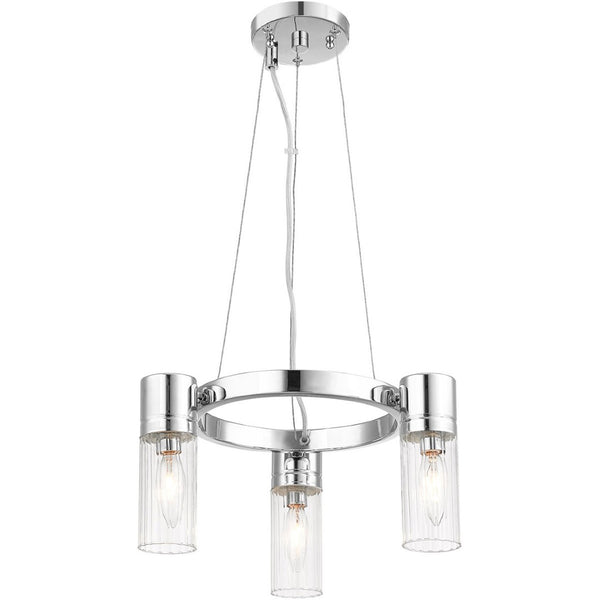 HomeRoots Three Light Dimmable Chandelier with Modern Cylinder Shades for Stylish Ambiance in Any Room 687612