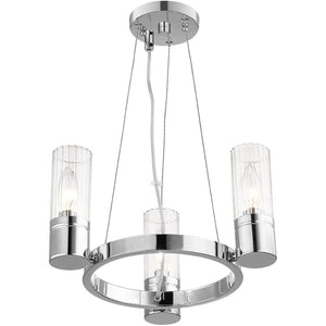 HomeRoots Three Light Dimmable Chandelier with Modern Cylinder Shades for Stylish Ambiance in Any Room 687612