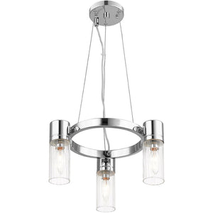 HomeRoots Three Light Dimmable Chandelier with Modern Cylinder Shades for Stylish Ambiance in Any Room 687612