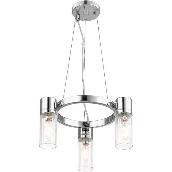 HomeRoots Three Light Dimmable Chandelier with Modern Cylinder Shades for Stylish Ambiance in Any Room 687612