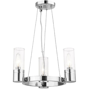 HomeRoots Three Light Dimmable Chandelier with Modern Cylinder Shades for Stylish Ambiance in Any Room 687612