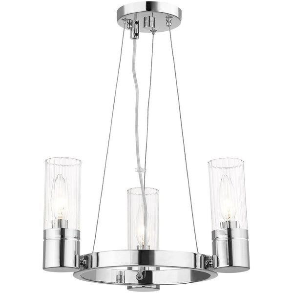 HomeRoots Three Light Dimmable Chandelier with Modern Cylinder Shades for Stylish Ambiance in Any Room 687612