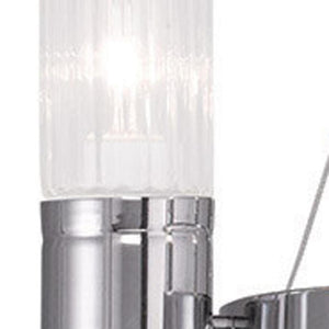 HomeRoots Silver Dimmable Four-Light Chandelier with Clear Shades – Modern Metal Design for Any Space 687613