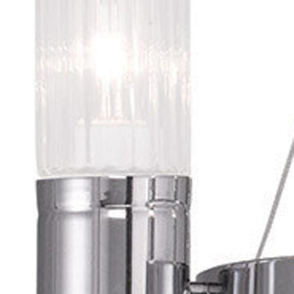 HomeRoots Silver Dimmable Four-Light Chandelier with Clear Shades – Modern Metal Design for Any Space 687613