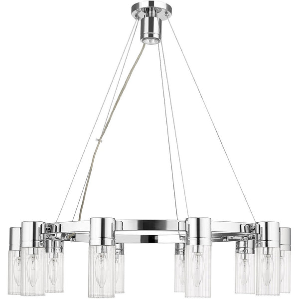 HomeRoots Ten Light Dimmable Chandelier with Sleek Cylindrical Shades for Modern Spaces & Customizable Ambiance 687617