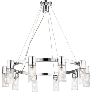 HomeRoots Ten Light Dimmable Chandelier with Sleek Cylindrical Shades for Modern Spaces & Customizable Ambiance 687617