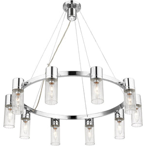 HomeRoots Ten Light Dimmable Chandelier with Sleek Cylindrical Shades for Modern Spaces & Customizable Ambiance 687617