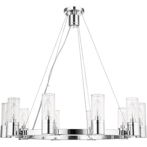 HomeRoots Ten Light Dimmable Chandelier with Sleek Cylindrical Shades for Modern Spaces & Customizable Ambiance 687617