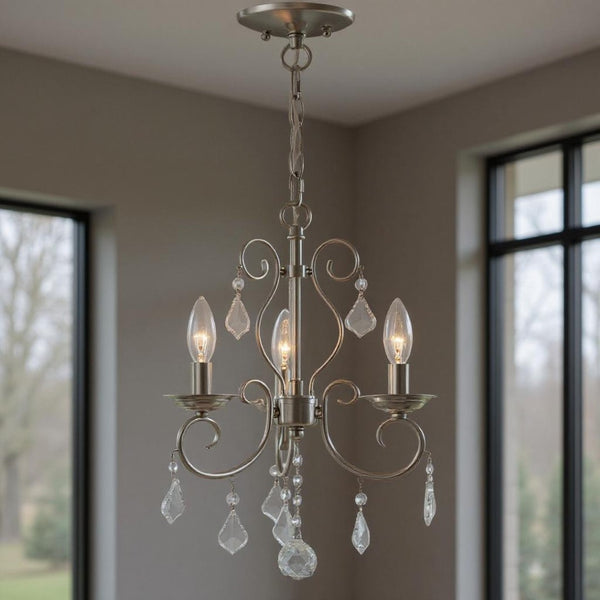 HomeRoots Three Light Dimmable Chandelier – Modern Cylindrical Shades for Stylish, Adjustable Home Illumination 687619