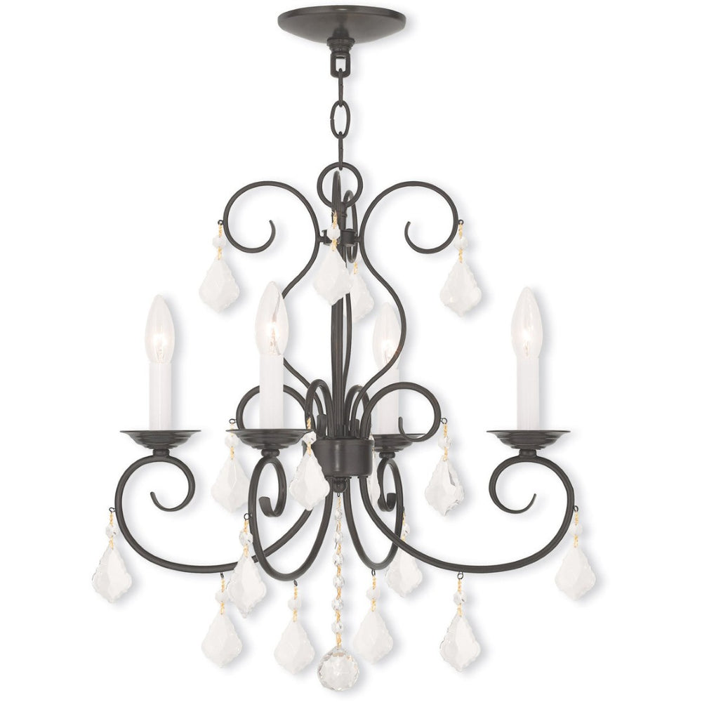 HomeRoots Bronze Four-Light Dimmable Chandelier with Unique Cylinder Shades for Modern Elegance and Style 687620