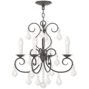 HomeRoots Bronze Four-Light Dimmable Chandelier with Unique Cylinder Shades for Modern Elegance and Style 687620