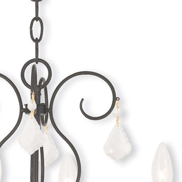 HomeRoots Bronze Four-Light Dimmable Chandelier with Unique Cylinder Shades for Modern Elegance and Style 687620