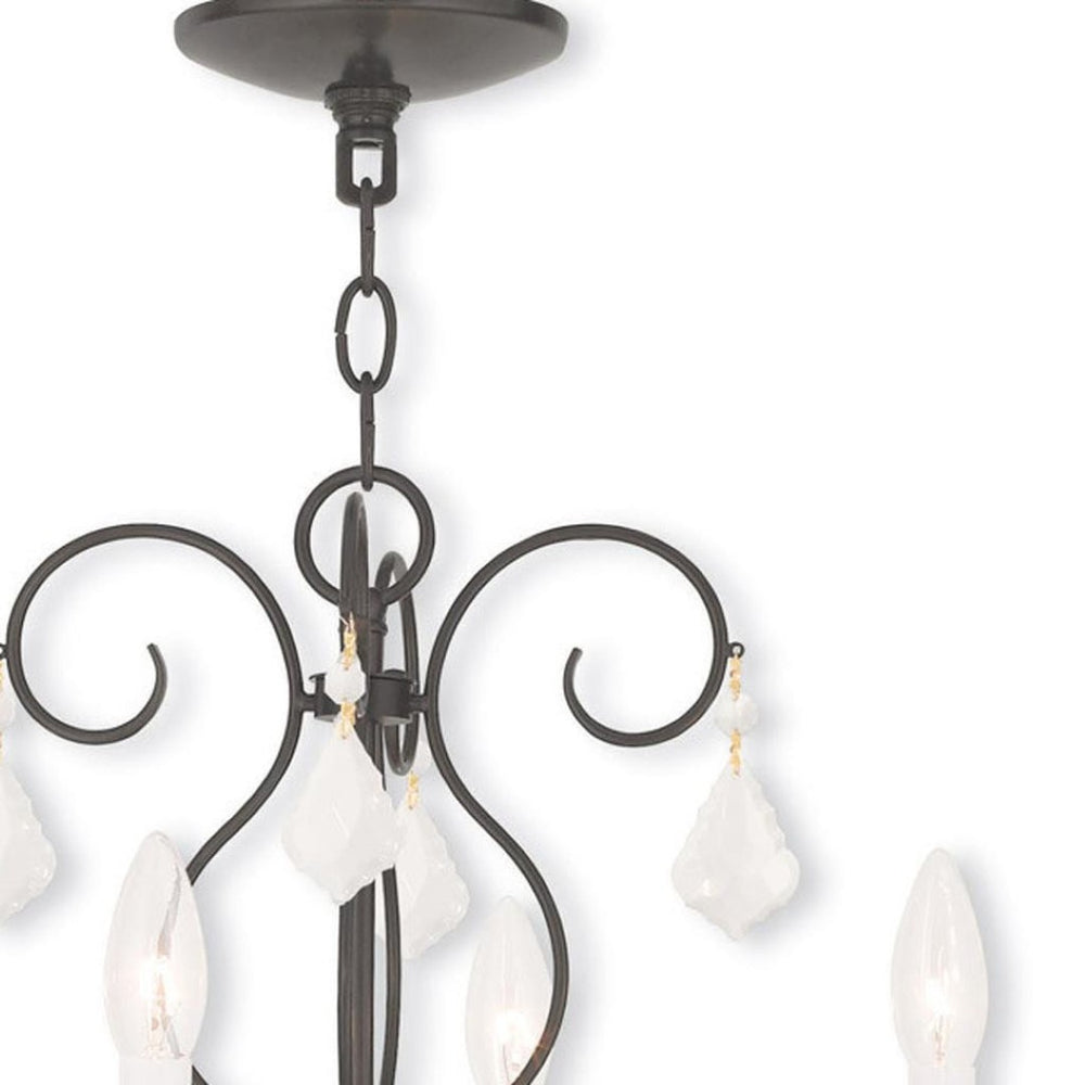 HomeRoots Bronze Four-Light Dimmable Chandelier with Unique Cylinder Shades for Modern Elegance and Style 687620